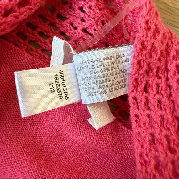 Chico's Pink Crochet Open Front Cardigan - Size 2 - Picture 5 of 10